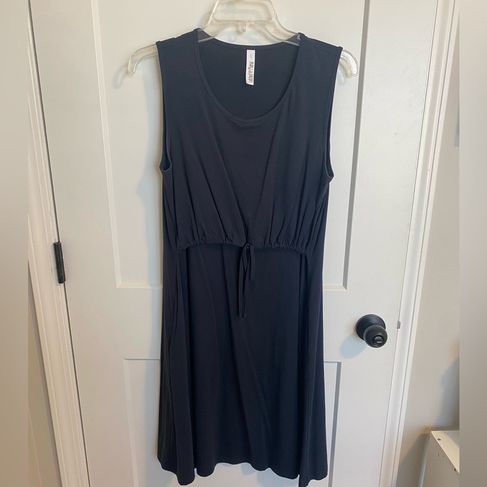 Latched Mama Black Sleeveless Drawstring Waist Mini Dress